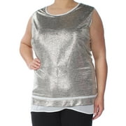 CALVIN KLEIN Womens Gold Glitter Sleeveless Top 2X Plus